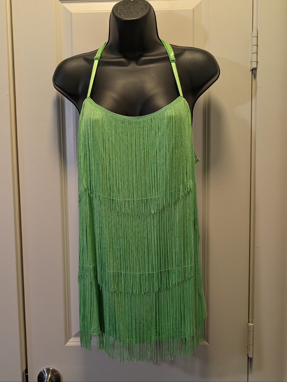 Bright Green Plus Fringed Boutique Tank Top